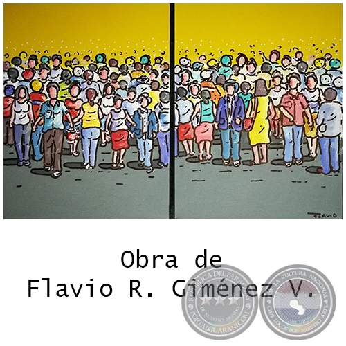 Gente saliendo del trabajo - Dptico de Flavio Gimnez